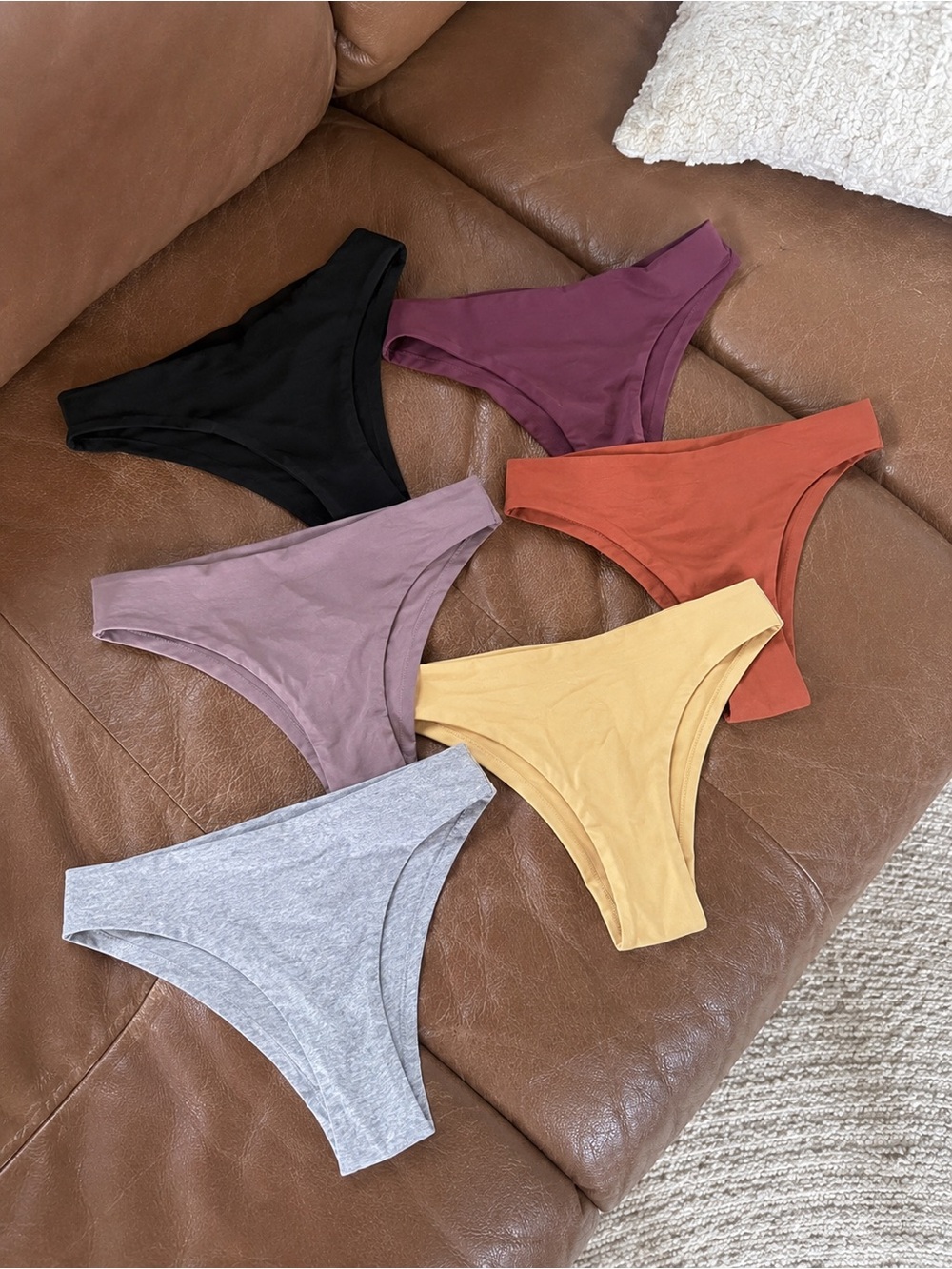 Everyday Bikini Panty Pack - 6 Colors (Black, Mauve, Plum, Rust, Mustard, Gray)